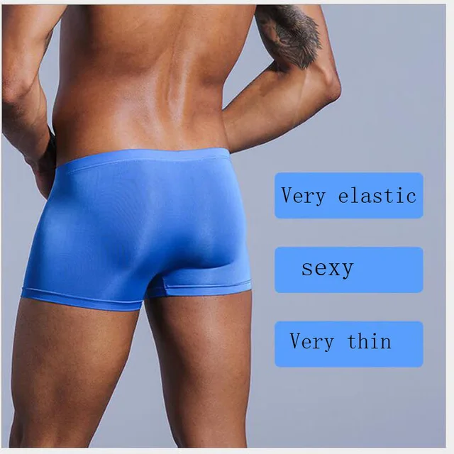  Very thin men's underwear nylon ice silk boxers double bagged high-interest high-stretch boxers - 33007455018
