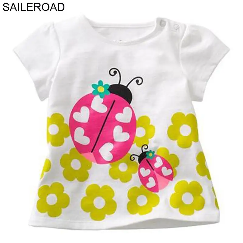 SAILEROAD 1-7Years Мультфильм Животных Божья Коровка Малыша Новорожденных Девочек Футболка Лето Футболки С Коротким Рукавом для Детей Дети Верхняя Одежда - Цвет: 2022 same picture