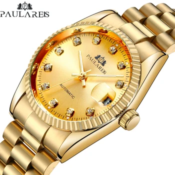 

Men Automatic Self Wind Mechanical Stainless Steel Strap Datejust Luxury Simple Gold Silver 2 Tones Just 36mm Date Watch