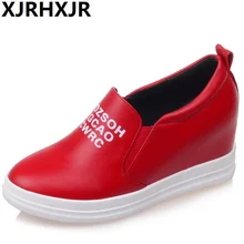 XJRHXJR/ г. модная обувь больших размеров 32-43 на плоской платформе без шнуровки, черно-белая Удобная весенняя обувь для девочек женские лоферы, кроссовки