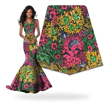 

2019 Latest 100% Cotton African Fabric Wax cotton Style Real Wax print For Party Dress 6 yard/lot
