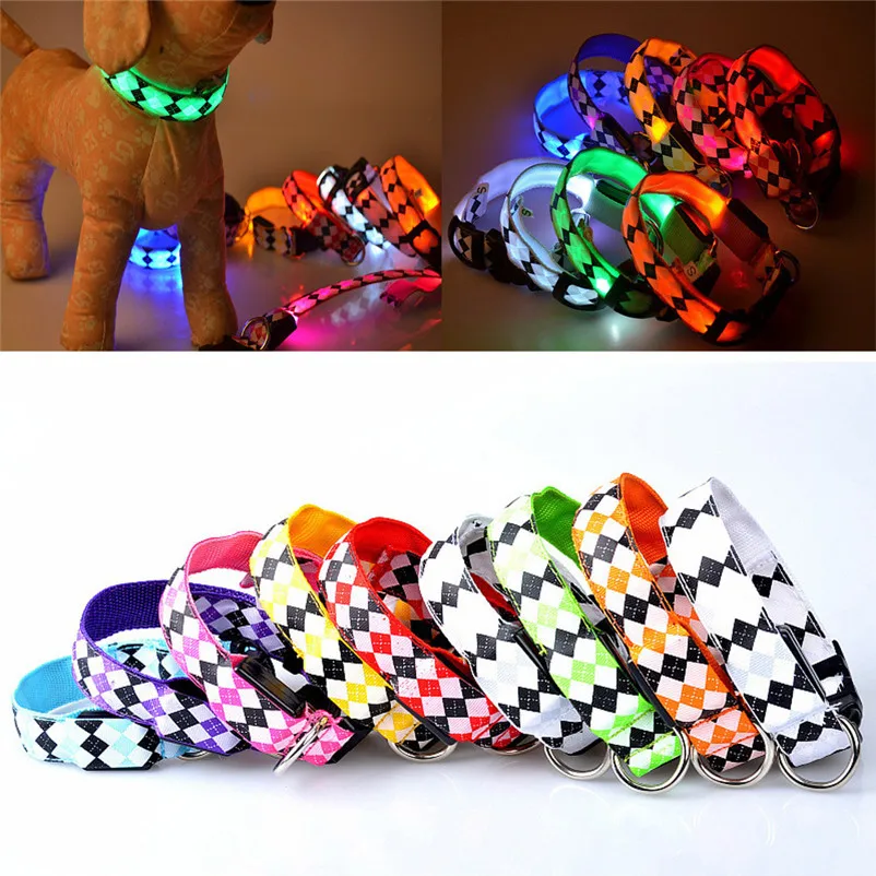 Collar for cats Pet Dog LED Glow Light Leash Collar Diamond Pattern Collar Accessories pet Product Leash and Harnesses A15 (10)