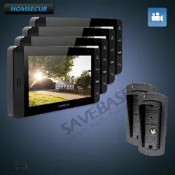 Homsur 2C4M 7 "проводной видео и аудио Домашний домофон + черный монитор для домашней безопасности