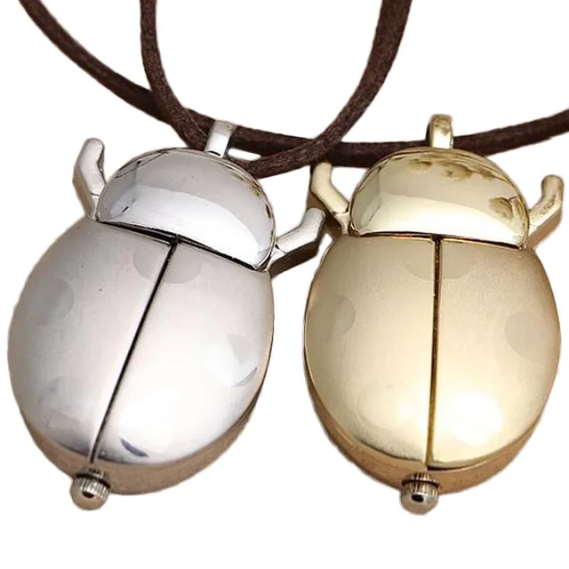 Fashion Ladybird Beetle Pocket Watch Necklace for Women Girl Long Leather Chain Fashion Ladybird Beetle Pocket Watch Necklace for Women Girl Long Leather Chain