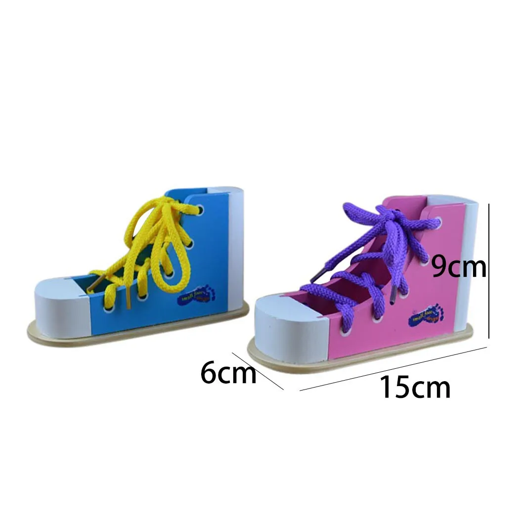  Montessori Toys Educational Wooden Toys for Children Early Learning Teaching Lacing Shoes Kids Tie  - 33063342966