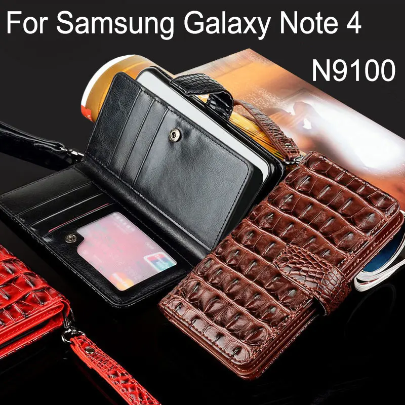 coque for samsung galaxy note 4 case Luxury Crocodile Snake Leather Flip cover Business style Wallet phone Cases funda | Мобильные