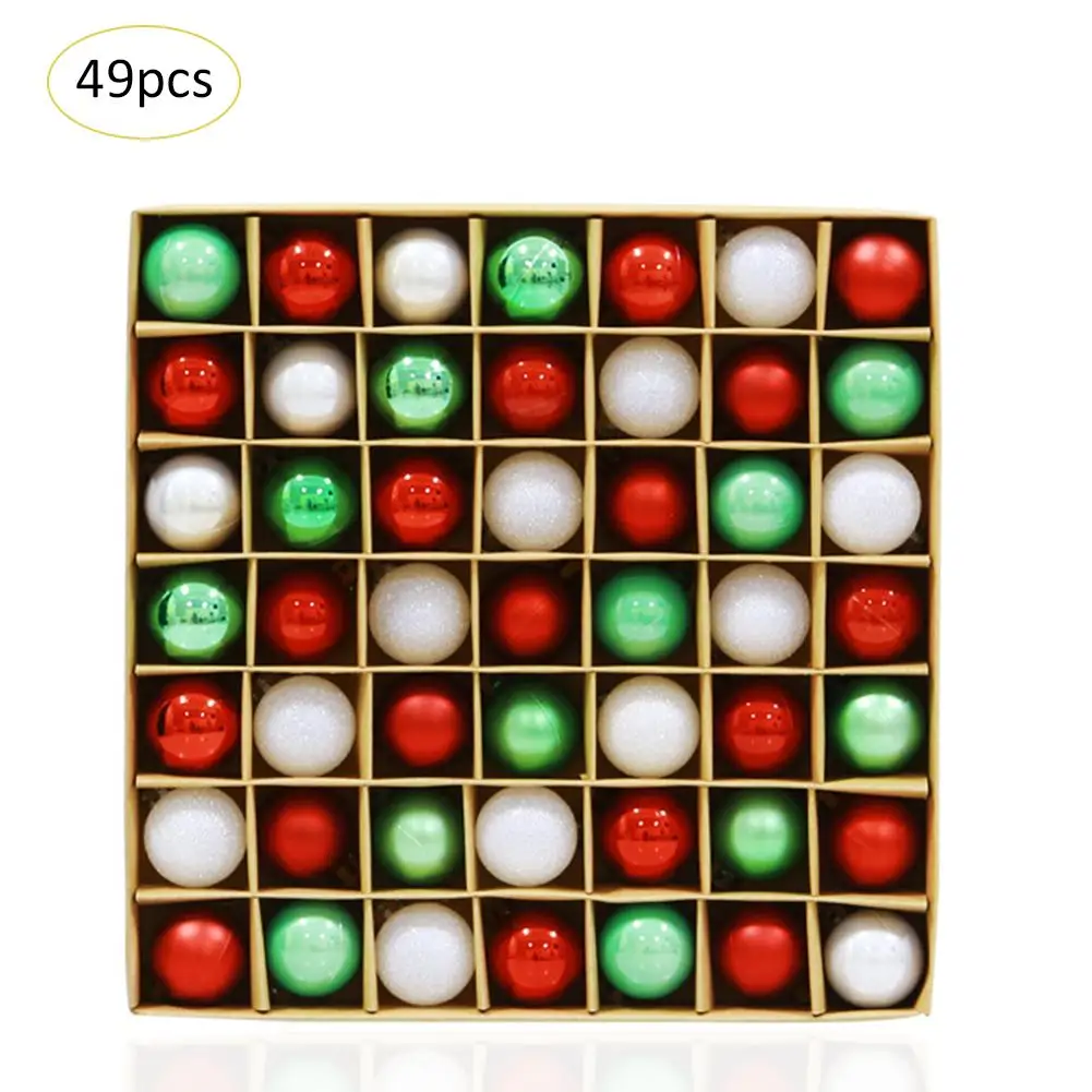 

49psc/lot Christmas Tree Decoration Ball 3CM Pendant Hanging Ball Bauble Holiday Home Decoration Jewelry Xmas Party Ornament
