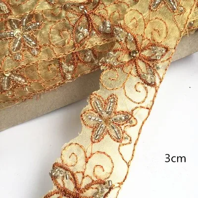 1M Black Beaded Lace Trim Flower Embroidery Lace Sequin Fabric Trim Ribbons Handmade Sewing DIY Wedding Dress Accessories - Цвет: 11