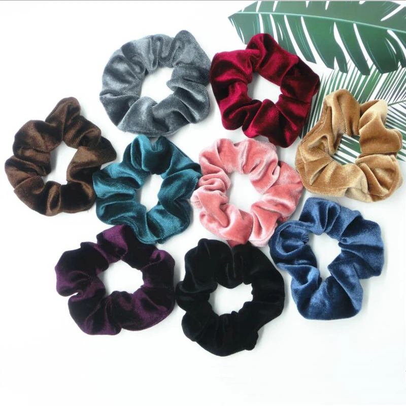 

1Pc Women Soft Elastic Hair Bands Lady Velvet Solid Color Rubber Scrunchies Lace Ponytail Tie Hair Accessories Dance Elegant
