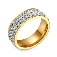 Vnox Кристалл Кольца для женщин текущая дата поставки нержавеющей стали кольца блестящий, Круглый CZ инкрустированные для женщин подарок