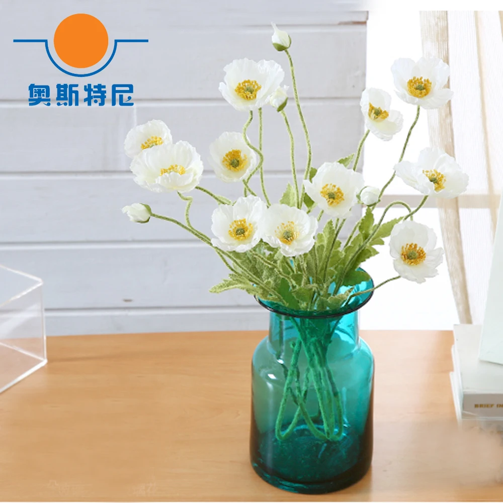 

5pcs artificial flower bouquets white color artificial corn poppy flowers bouquets&Papaver rhoeas&Coquelicot bunches