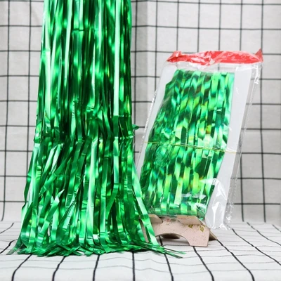 green 2 м металлические блестки из фольги, бахрома, занавеска на день рождения, свадьбу, украшение, фотография, фон, занавеска, реквизит для фото, занавеска С Блестками - Цвет: green