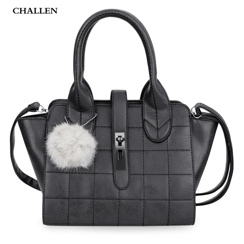 Для женщин геометрический плед заклепки Hairball поворотными Сумочка Tote плеча Crossbody