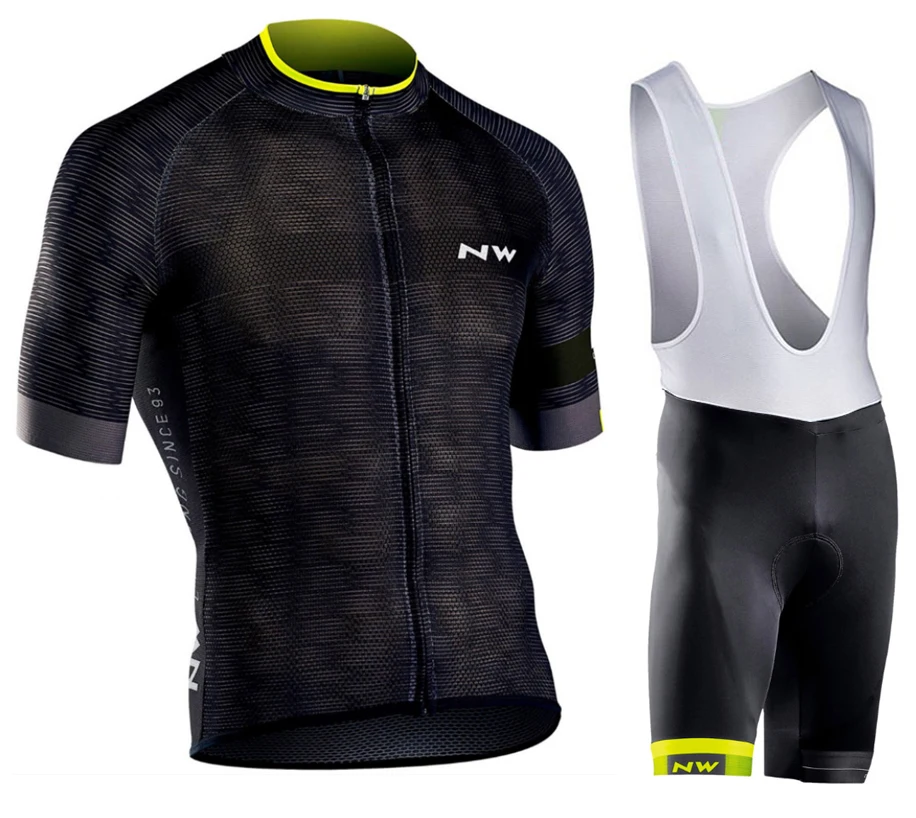 Goede Northwave NW 2018 Zomer Wielertrui Korte Mouw Set bib shorts MANNEN MTB Fiets Kleding Maillot Culotte Kleding Sportwear