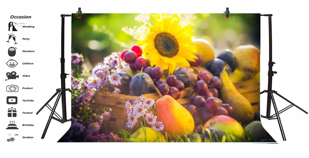Laeacco 秋バスケットフルーツ太陽の花収穫シーズン壁紙パターンの写真の背景写真撮影の背景写真スタジオ 背景 Aliexpress