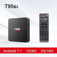 T95 S2 tv BOX Android 7,1 OS Smart tv Box T95S2 2 ГБ 16 ГБ 1 ГБ 8 ГБ Amlogic S905W четырехъядерный 2,4 ГГц WiFi 4K телеприставка PK X96 mini