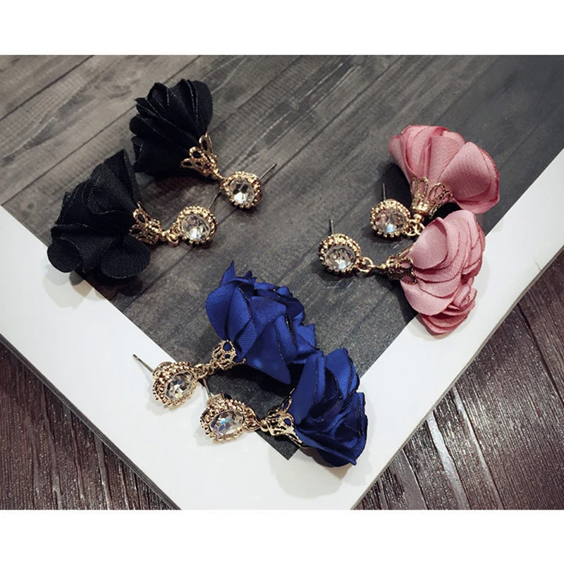 

Cute Romantic Lovely Clear Stone Flower Convenient Simple Earrings Copper Cubic Zirconia For Women Party