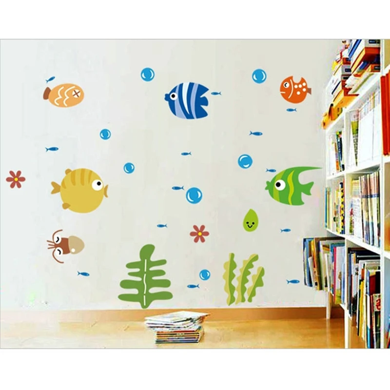

Ocean Animals Wall Stickers Lovely Little Fish Wall Decals for Kids Room Decoration PVC Room Decoration Accessories