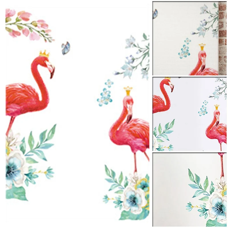 

Flamingo Flower Wall Stickers Home Decor Living Room Bedroom Cartoon Animal Wall Decal Pvc Mural Art Diy Poster