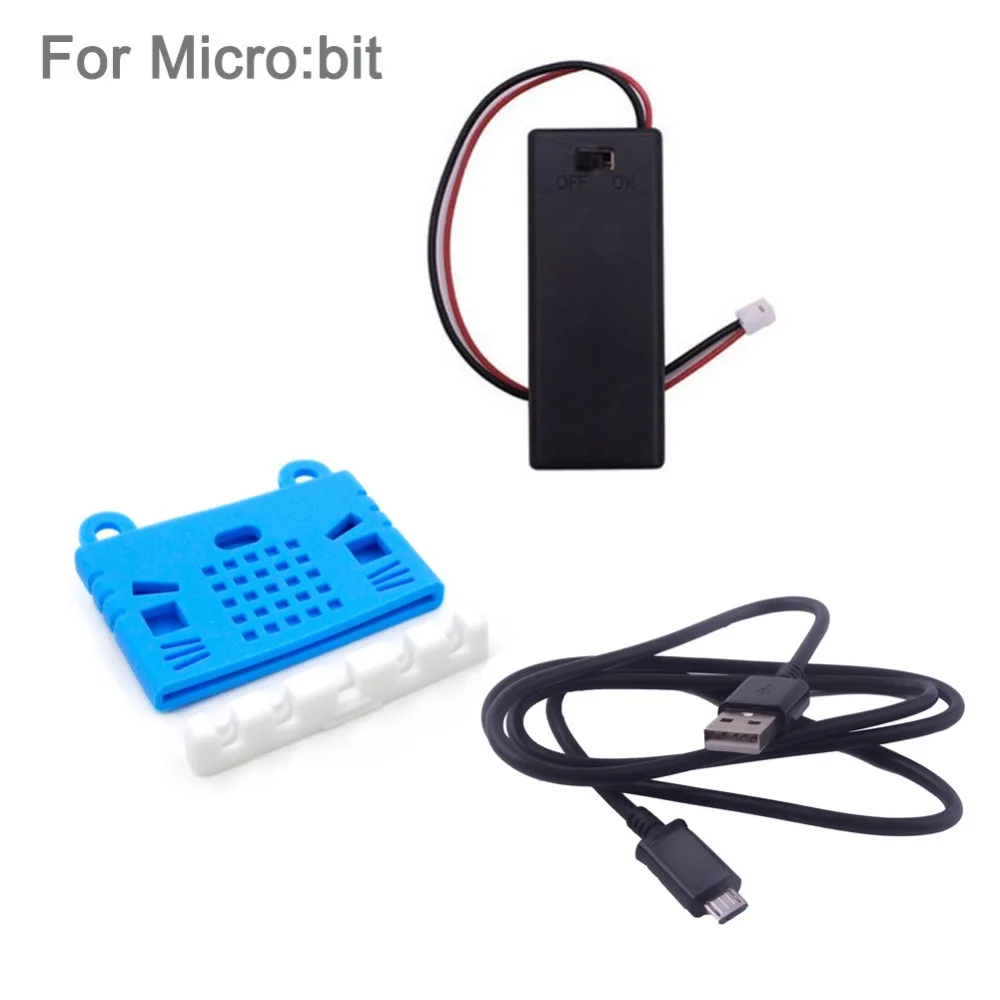 Для micro: силиконовый чехол для бит microbit, защитный чехол+ чехол с держателем для батареи 3 в PH2.0 для 2 батарей AAA+ кабель Micro USB 1 м