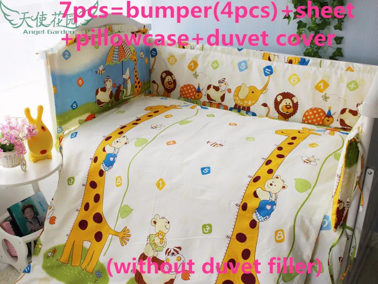 6 7pcs Giraffe Baby Crib Bedding Set Cotton Material Jogo De Cama