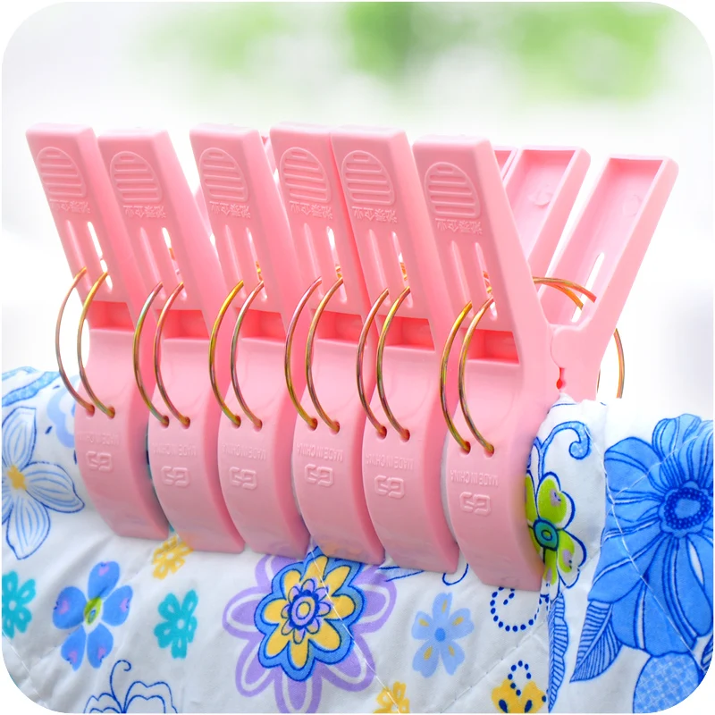 

6PCS Big Size Plastic Windproof Clothes Hanging Peg Quilt Sheet Clip Curtain Racks Clips Champs For House