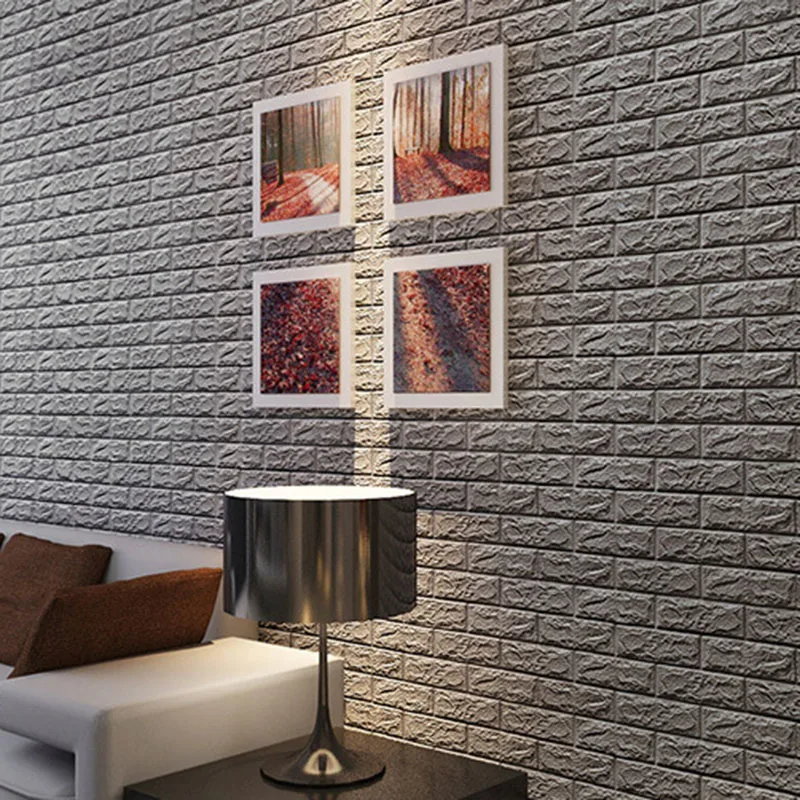 

1PC Hot Sale PE Foam 3D Wallpaper DIY Wall Stickers Brick Pattern Wall Decor Embossed Brick Stone Wallpaper Room House Poster