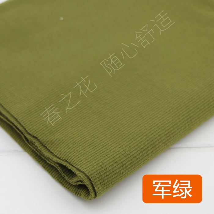 20X100 см горячая Распродажа 2x2 хлопчатобумажная трикотажная манжета из ткани эластичная хлопковая ткань для шитья одежды аксессуары ткань - Цвет: Military green