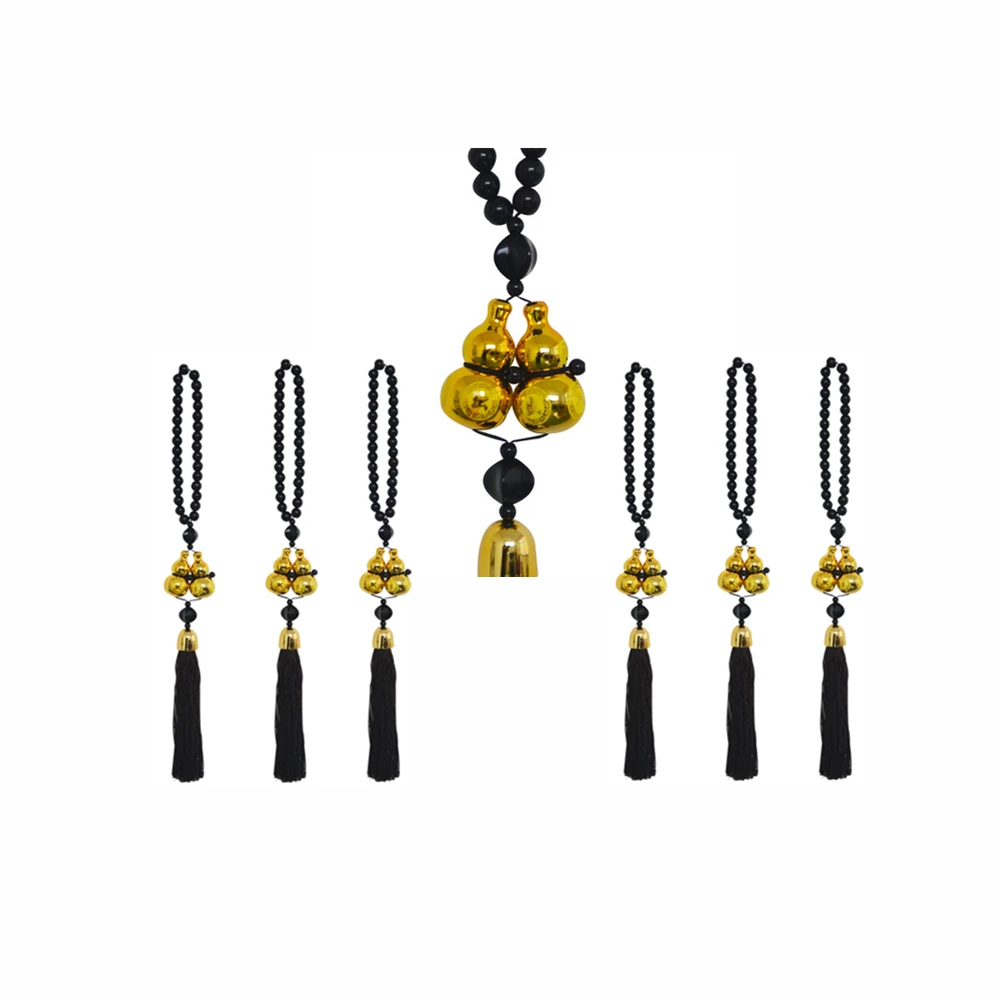 

39 cm black Chinese knot pendant car pendant gold plated double gourd dream Folk Crafts catcher