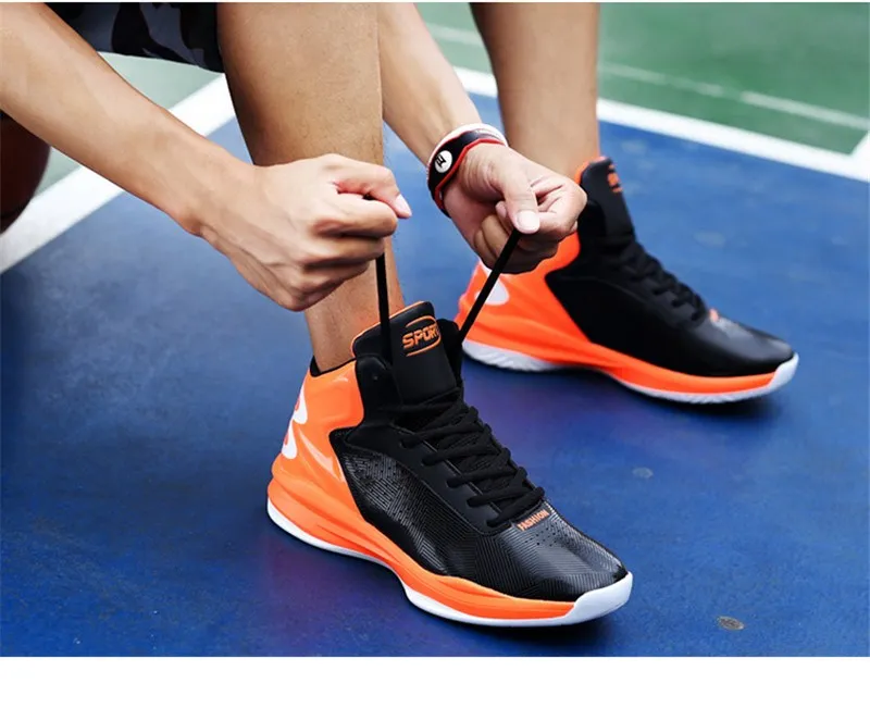 Уличные спортивные кроссовки с высоким берцем, большие размеры 36-45, Мужская Баскетбольная обувь, противоскользящая профессиональная дышащая женская обувь красного цвета
