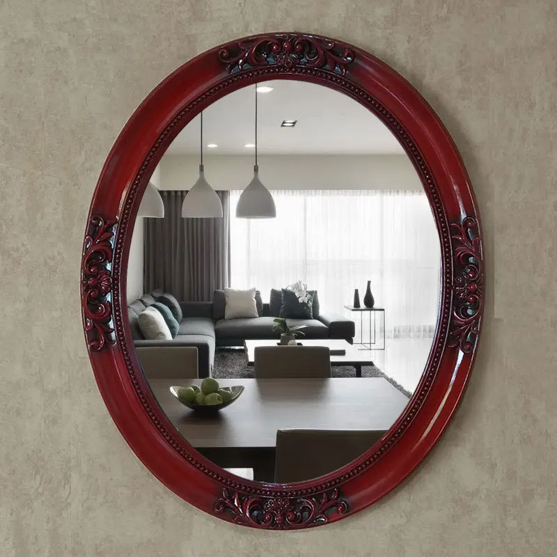 61 см x 75 см Европейское декоративное зеркало Ретро овальное зеркало для ванной Настенное подвесное зеркало для бассейна