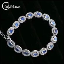 Классический Серебряный браслет с опалом, 7.5ct, 15 шт., настоящий лунный камень, браслет из чистого серебра 925 пробы, роскошный подарок для девочки