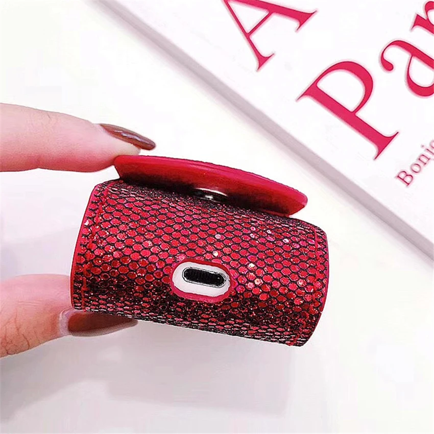 PINK LIPS Sequin Bling Case Earphones For Apple Airpods Bluetooth Wireless Earphone Protective Skin Cover For AirPods Ear Bag (7)_