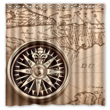 

Compass Waterproof Mildewproof Bath Curtain Polyester Fabric Shower Curtain For Bathroom Decor 180*180cm