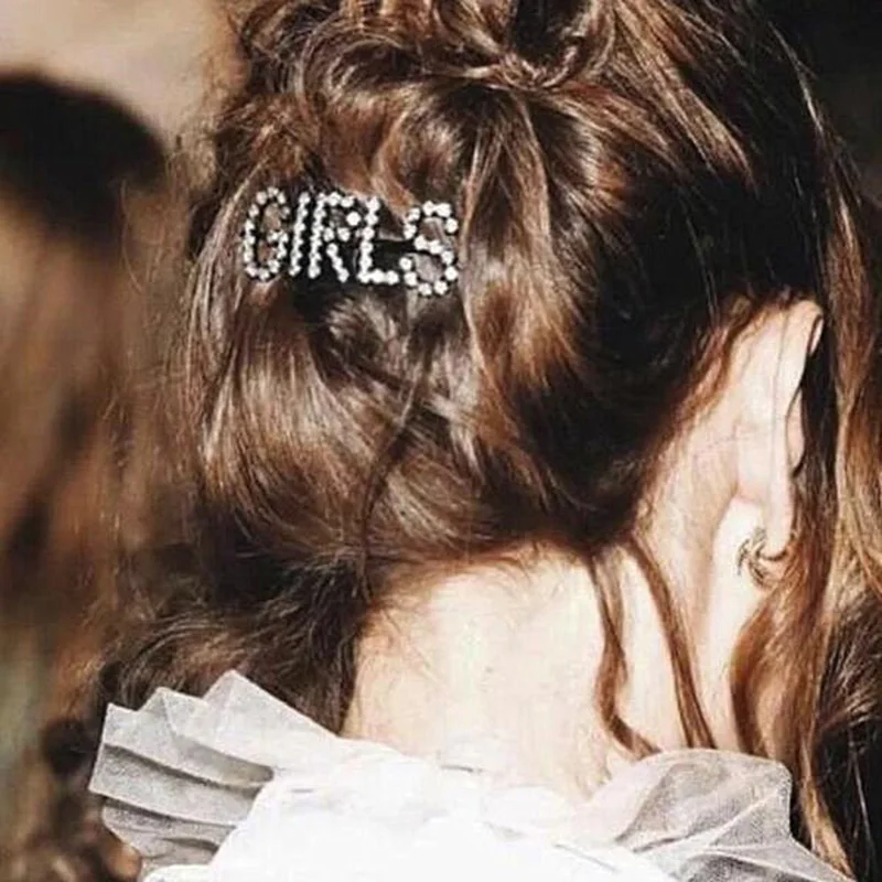 Hot Sale Women Girls Fashion Elegant letter shape with crystal Hair Clips alloy Hairpins Female Hair Styling Accessories F015 Hot Sale Women Girls Fashion Elegant letter shape with crystal Hair Clips alloy Hairpins Female Hair Styling Accessories F015