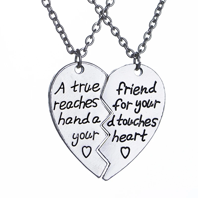 a true friend reaches for your hand and touches your heart Necklaces