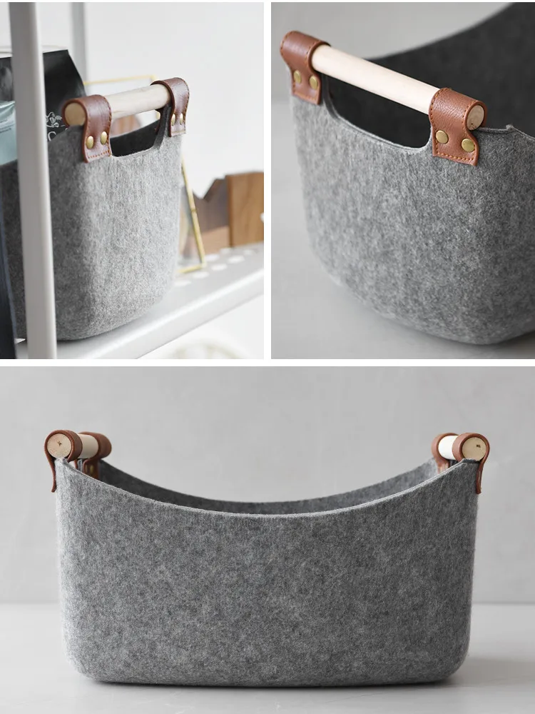 Felt-Storage-Basket-with-Handle-Nordic-Children-Toy-Neaten-Dirty-Clothes-Laundry-Barrel-Baskets-Home-Storage-Organizer-Cool-Gray