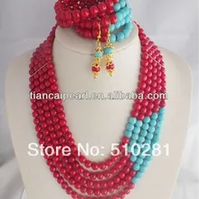 Lk-1118 красивый природный камень Коралловые украшения комплект африканская Свадебная вечеринка случаев