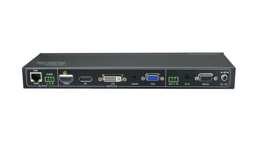 

4x1 scaler switcher with 1 HDMI/DP/DVI/VGA inputs and 1 HDBT output 4K with PoH function