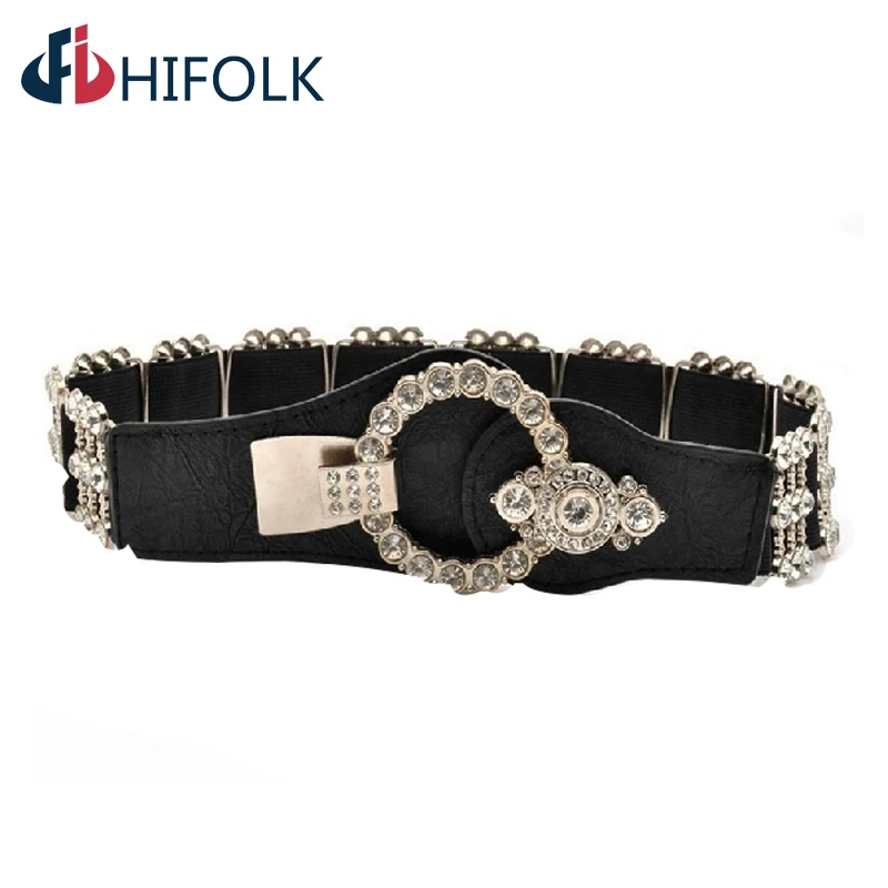 2016 New design Women's Belt Cummerbund Rhinestone waist Elastic Belt