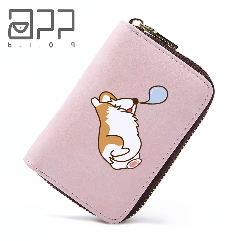 

APP BLOG Lovely Cute Sleep Dog Card Holder Wallet For Women Girl Animal Printing PU Leather Zipper Coin Purses Cards Coin Bag