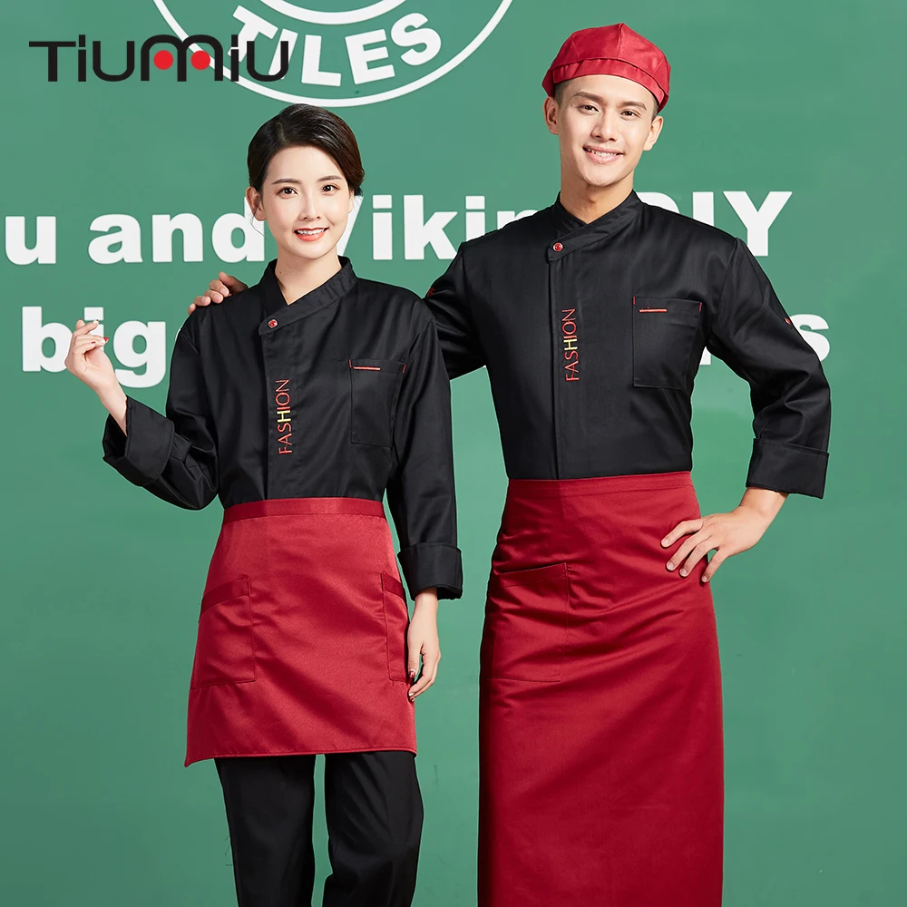 

2018 New Fashion Chef Uniforms Long Sleeve Kitchen Workwear Chef Jacket Cuisine Cozinha Restaurant Cooking Coats Waiter Overalls