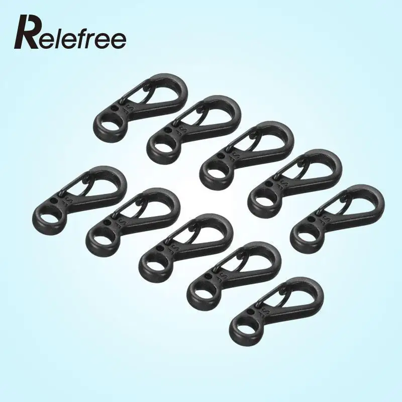 

Relefree 10Pcs Mini Snap Hook Keychain Keyring Outdoor Carabiner Hiking Climbing Aluminum Alloy Black Hiking Survival