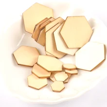 50 Uds 10-50mm artesanías de madera piezas hexagonales Scrapbooking artesanías de madera decoración para la decoración del hogar m2132X