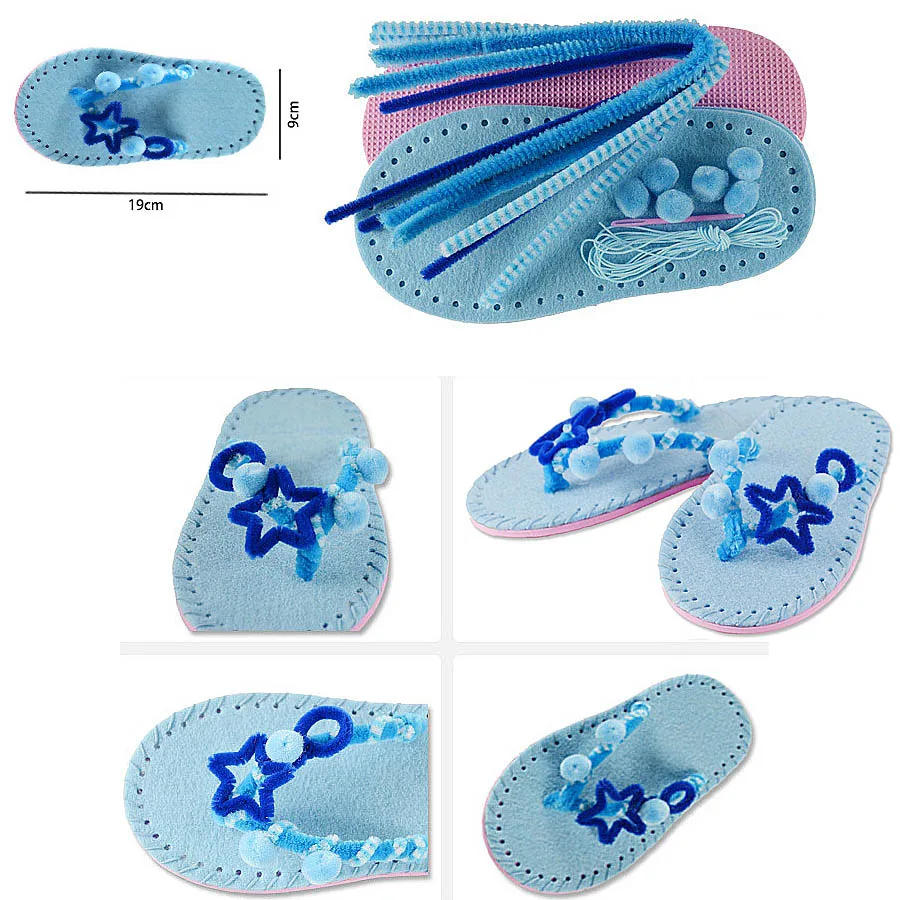 Забавная обувь ручной работы из нетканого материала, креативные модные тапочки, набор для шитья, искусство и ремесла для детей, развивающие игрушки - Цвет: 005