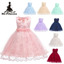 Коллекция года, Новое поступление, вечерние платья для детей возрастом от 3 до 10 лет синие платья с вышитыми цветами для девочек на свадьбу, Детские вечерние платья