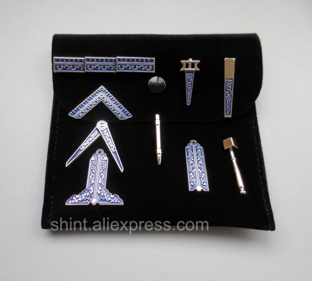

Masonic Miniature Working Tools Set with black Velvet bag Mason Freemason Gift