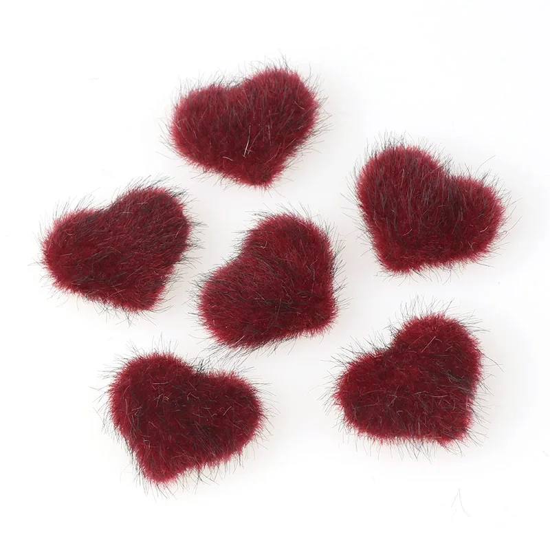 40pcs Flatback hairy Fabric Covered Heart high cabochon Buttons Home Garden Crafts Cabochon Scrapbooking DIY 20*23mm - Цвет: 7