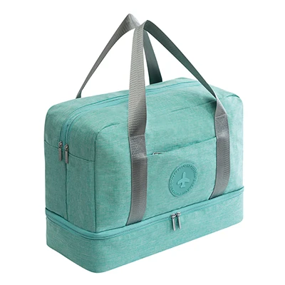 New Cationic Fabric Waterproof Travel Bag Large Capacity Double Layer Beach Bag Portable Duffle Bags Packing Cube Weekend Bags - Цвет: Green