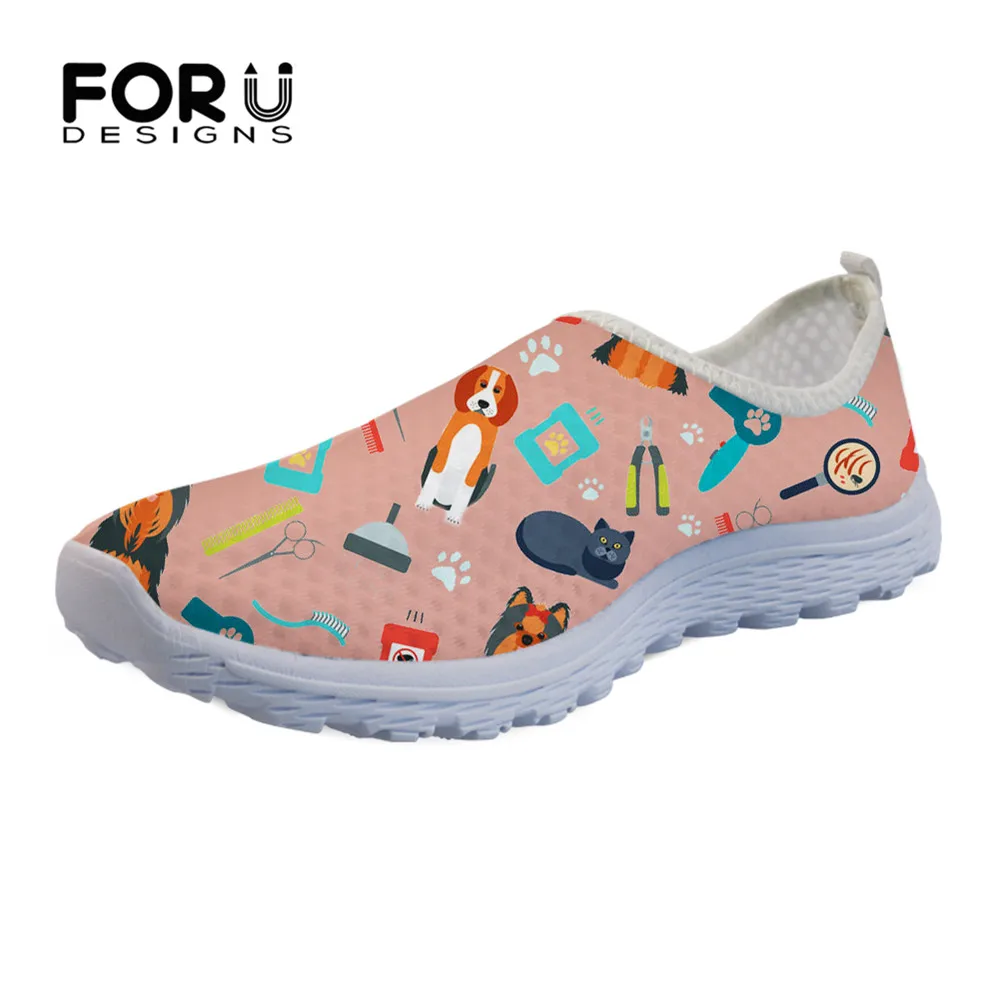 

FORUDESIGNS 3D Veterinary Surgeon Pattern Flats Women Shoes Summer Fashion Comfortable Air Mesh Ladies Sneakers Shoes Woman 2019